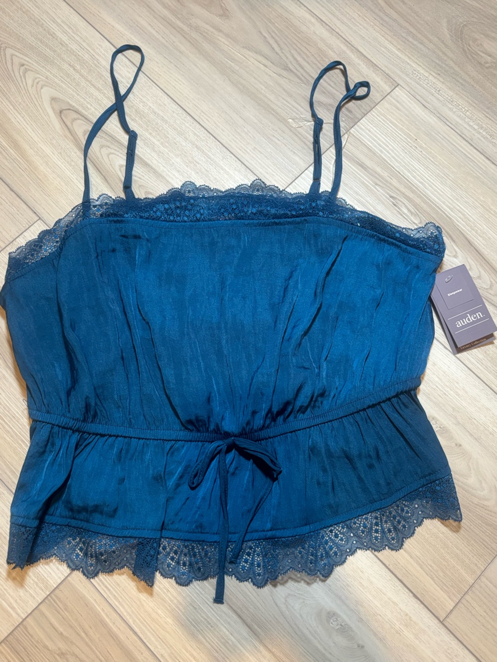 Auden Teal Lace-Trim Drawstring Cami